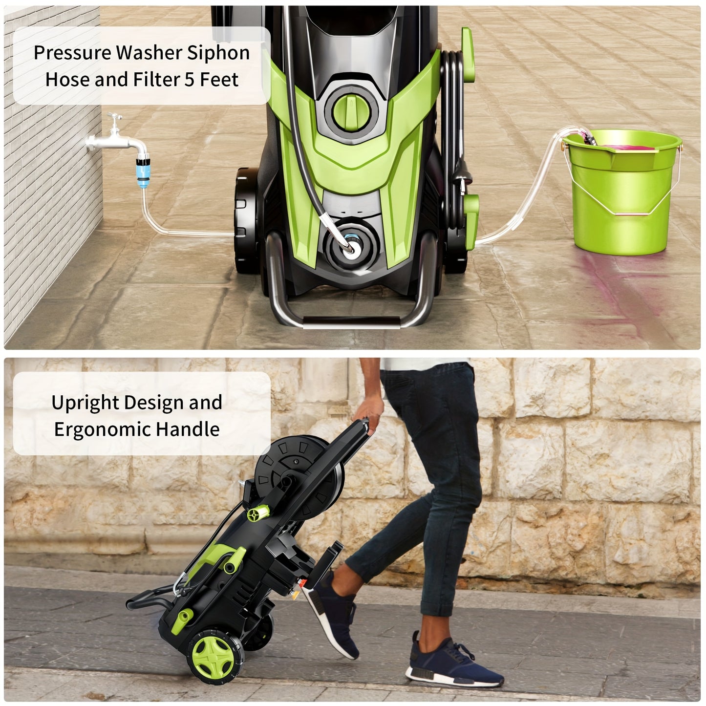 4500PSI Electric Pressure Washer | Power Cleaner with 4 Quick Connect Nozzles, Inlet Hose, Filter & Foam Cannon for Car, Patio, Fence & Household Cleaning
